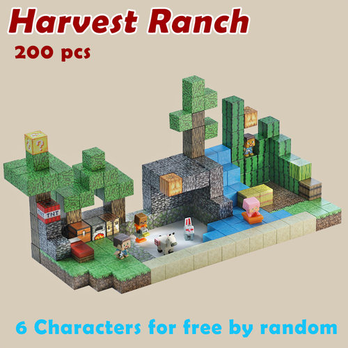 我的世界磁力块丰收牧场套装磁吸拼装积木玩具 Minecraft blocks