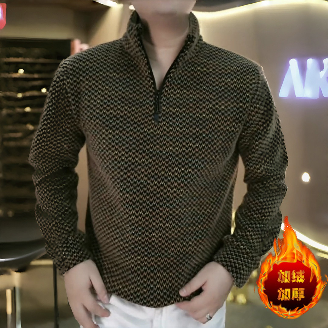 2025加绒加厚立领拉链高工艺品质男士长袖免烫抗褶皱卫衣时尚百搭