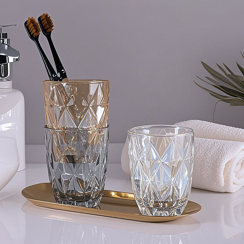 欧式酒店宾馆彩色玻璃家用洗漱杯