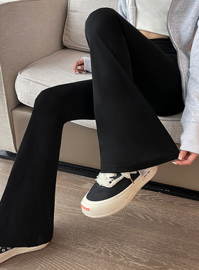 黑色喇叭裤女2025新款春秋季高腰显瘦马蹄裤休闲小个子微喇瑜伽裤