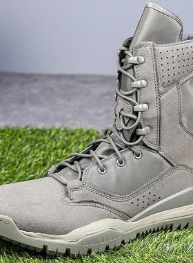 SFB灰色高帮战术靴男特种兵超轻透气作战靴CQB户外阻尘沙漠训练靴