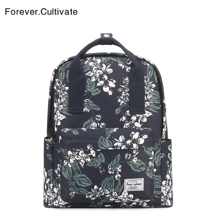 Forever cultivate书包女印花双肩包韩版小清新初中学生旅行背包