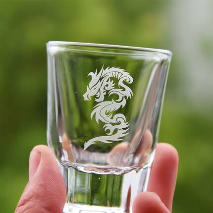 龙系列私人定制玻璃酒杯专属个人雕刻小酒杯60ML厚底八角杯白酒杯