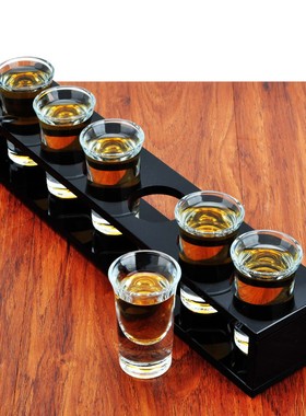 包邮黑色6孔亚克力子弹杯架+6只厚底吞杯套装一口杯烈酒杯小酒杯