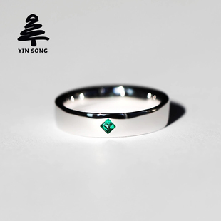 吉普赛镶公主方宝石戒指 银松925银天然红蓝宝祖母绿男女对戒