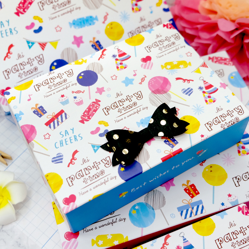 SEASON台湾四季折迭礼物长方盒大礼品包装袋可爱简约