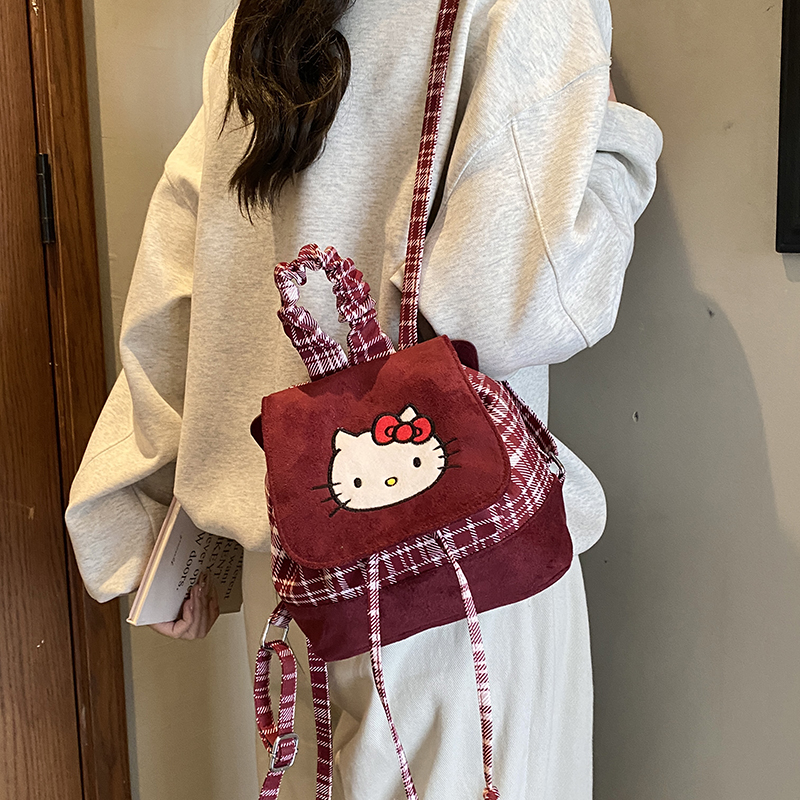 2025韩版秋冬季可爱卡通猫咪洋气甜美双肩包小女孩软妹风休闲书包