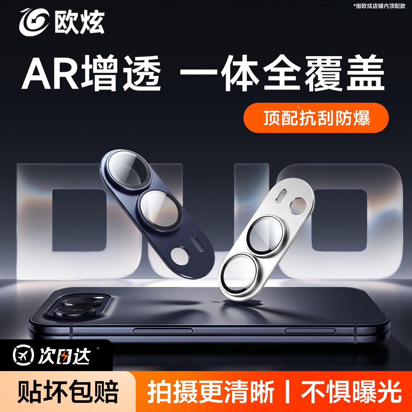 欧炫适用iPhoneDuo镜头膜苹果折叠屏手机钢化膜18promax摄像头17promax底座全覆盖贴膜相机圈保护抗反射背屏