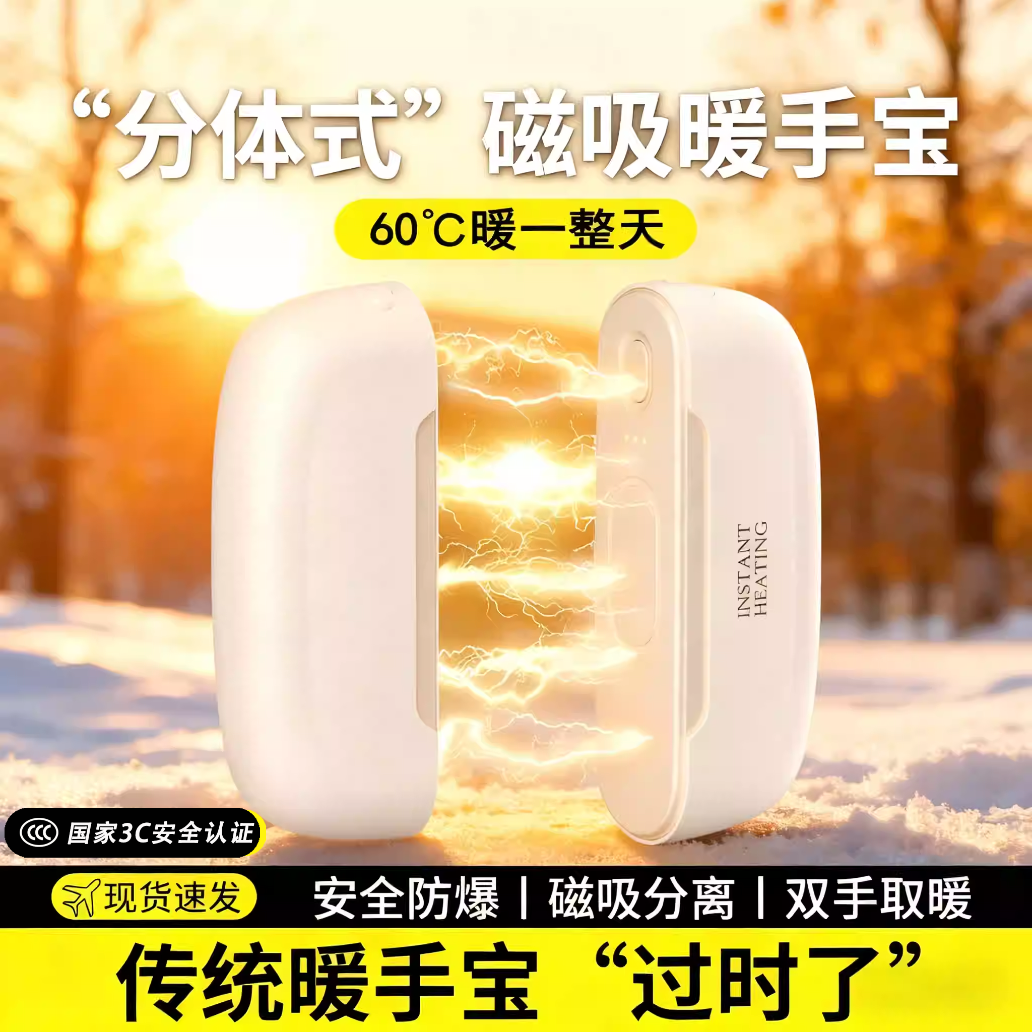 【2025新款】分体手握式暖手宝