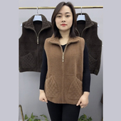 马夹通勤拉链背心 暗格金貂绒马甲洋气宽松中老年妈妈女装 春季 新款