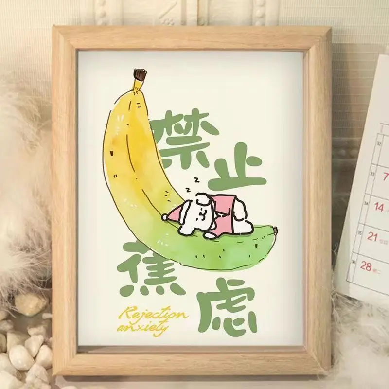 线条小狗二次元卡通桌面相框摆件饰品朋友同学生日礼物装饰画画框