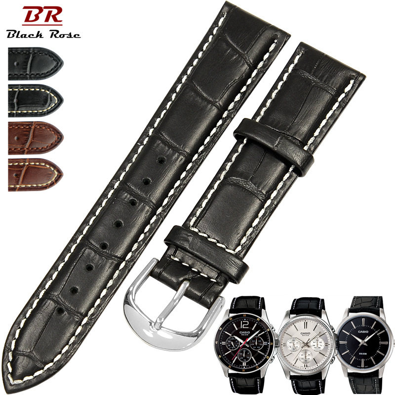BR真皮表带针扣手表皮带22适配卡西欧表带MTP1375 1183 1303 1370
