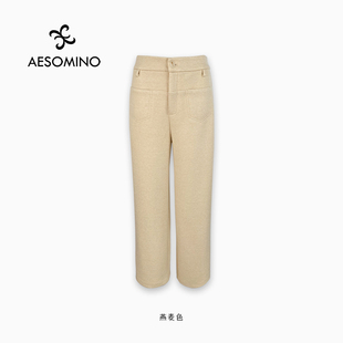 衣莎美诺秋冬休闲裤 直筒简约通勤Y586C3722 女加绒长裤
