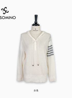 衣莎美诺春夏秋针织帽衫女连帽休闲宽松长袖慵懒风毛衣Y274C2211