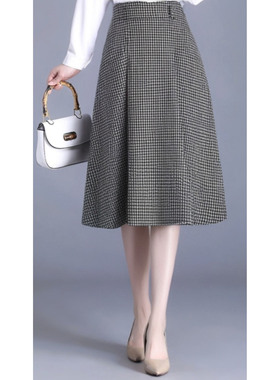 气质通勤夏半裙黑色格子包容显瘦Y280B2116