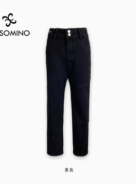 【特卖】衣莎美诺春秋高腰休闲牛仔裤女显瘦直筒长裤Y593D30381
