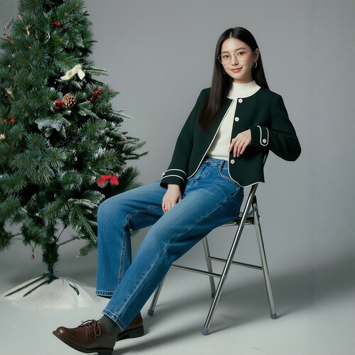衣莎美诺春秋四面弹宽松高腰显瘦牛仔裤女哈伦裤萝卜裤Y062C9918
