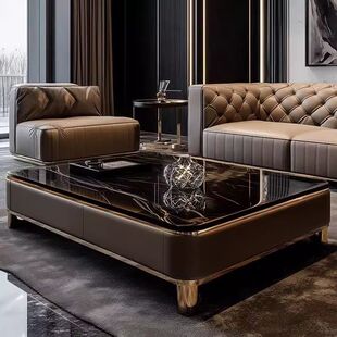 2026新款 带抽屉茶桌 高级感大理石茶几别墅大平层客厅家用设计师款