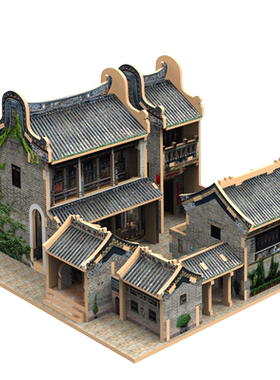 原创设计广府民居3D建筑模型