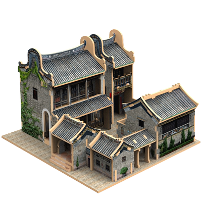 原创设计广府民居3D建筑模型