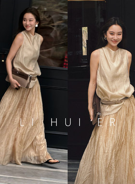 LiHuiEr李慧儿 悬风 绝美白色纱裙子半裙春夏蓬蓬仙女百褶长裙女