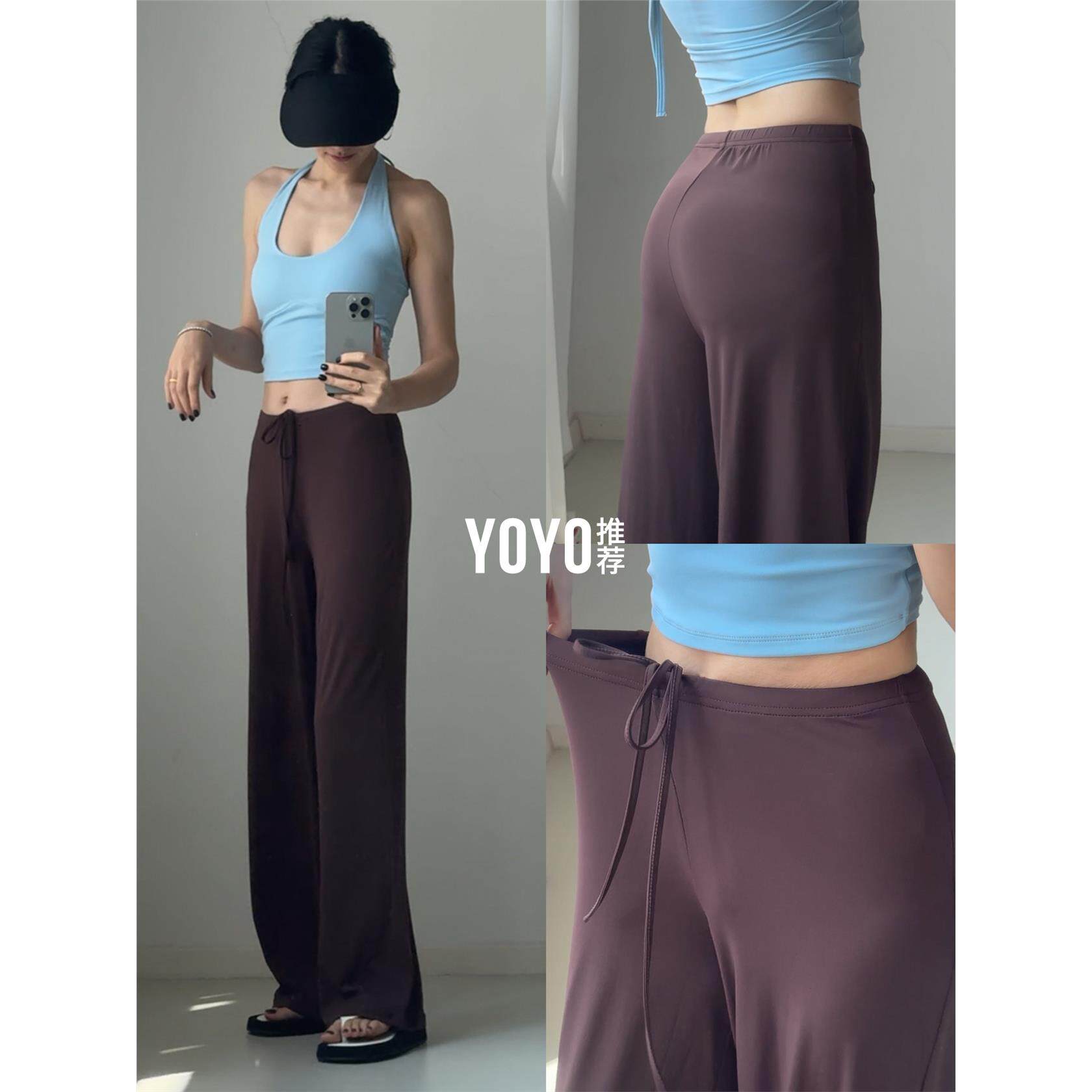 yoyo推荐裤子宽松bf慵懒风运动休闲裤夏薄款阔腿裤女2025新款长裤