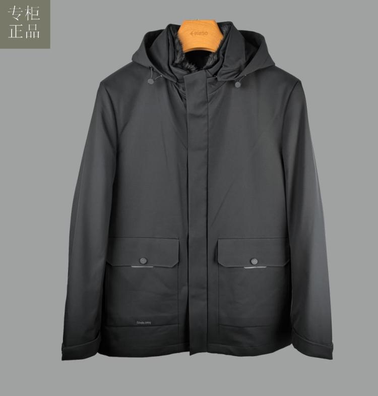 e214027520爱登堡男装冬装新款白鹅绒毛皮服羽绒服外套
