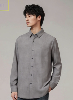 S243074023爱登堡男装正品2024年新款秋装商务休闲针织长袖衬衫