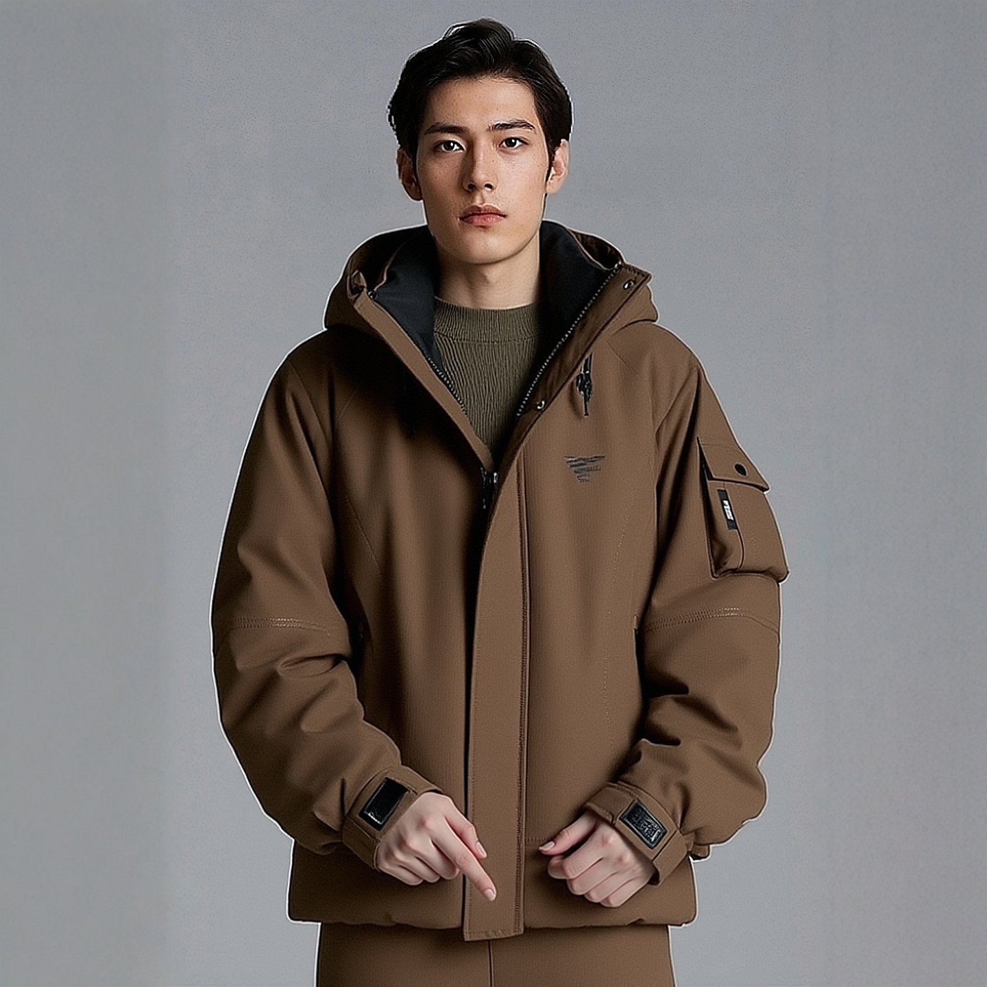 H254026P02爱登堡男装秋冬新款白鸭绒休闲服羽绒服毛皮服