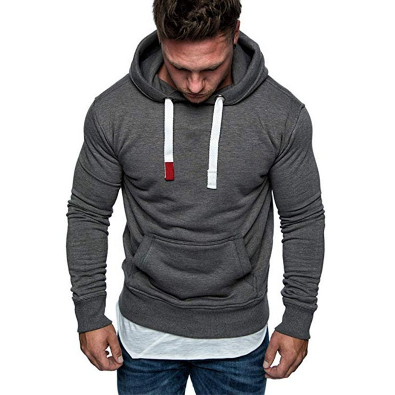 Sweater men's solid color hooded plus fleece casual hoodie 男装 卫衣 原图主图