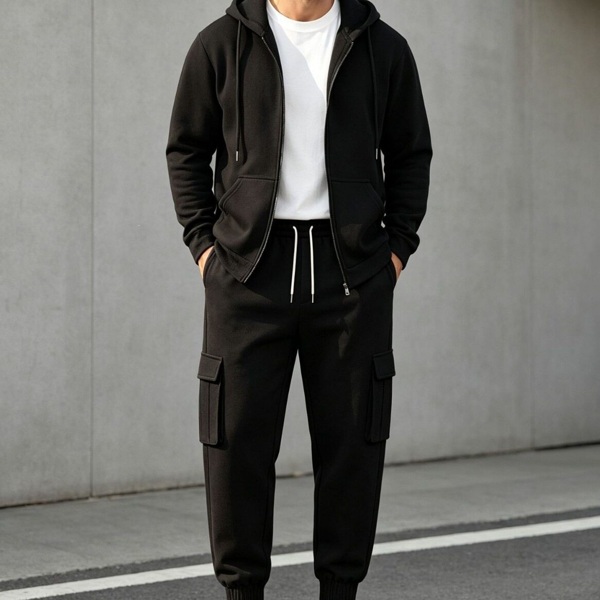 男士连帽外套长裤套装 Men's hooded jacket and long pants set