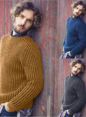 Solid color crew neck pullover slim-fit sweater 修身套头毛衣