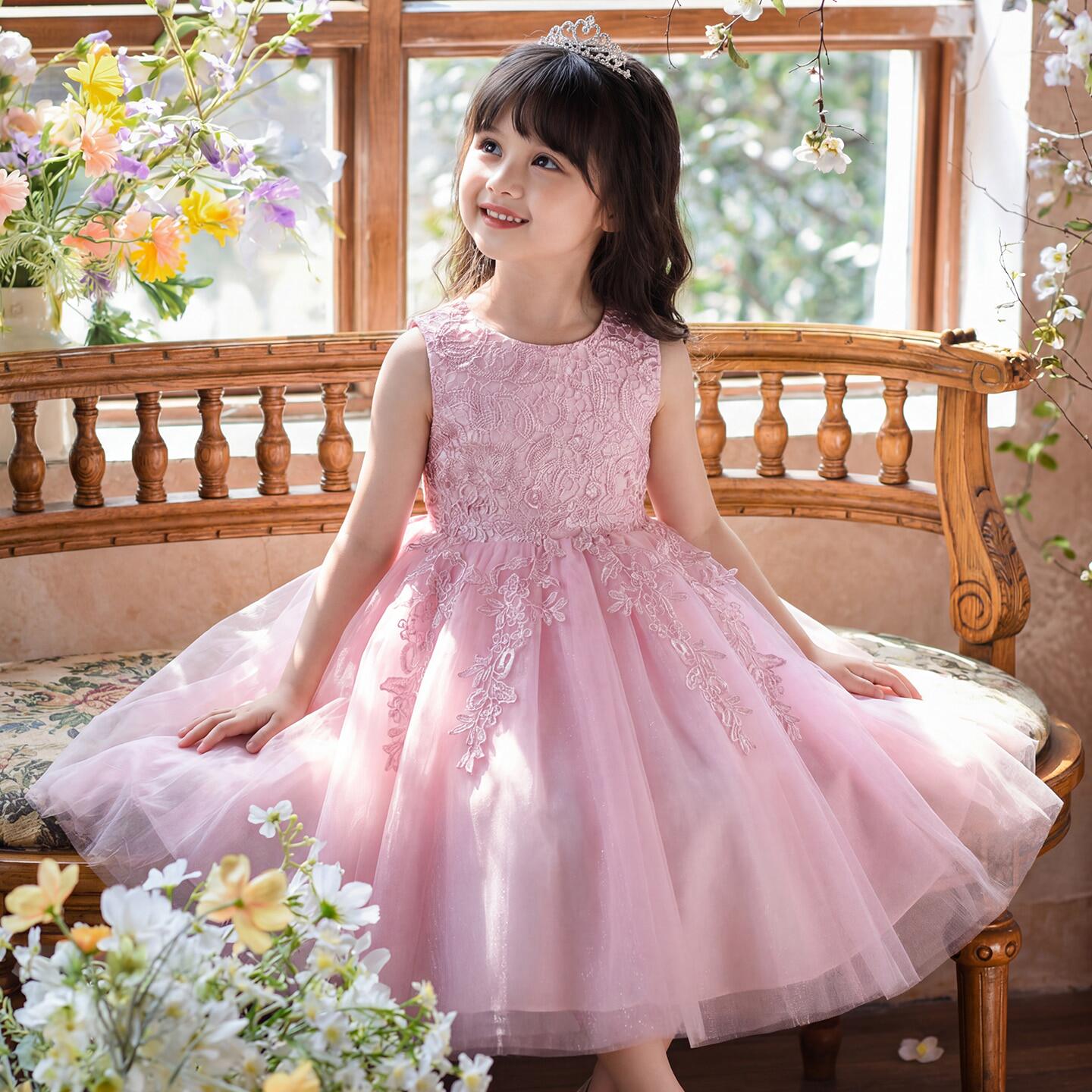 女童礼服轻奢小众儿童生日公主裙花童婚礼小女孩钢琴主持人演出服