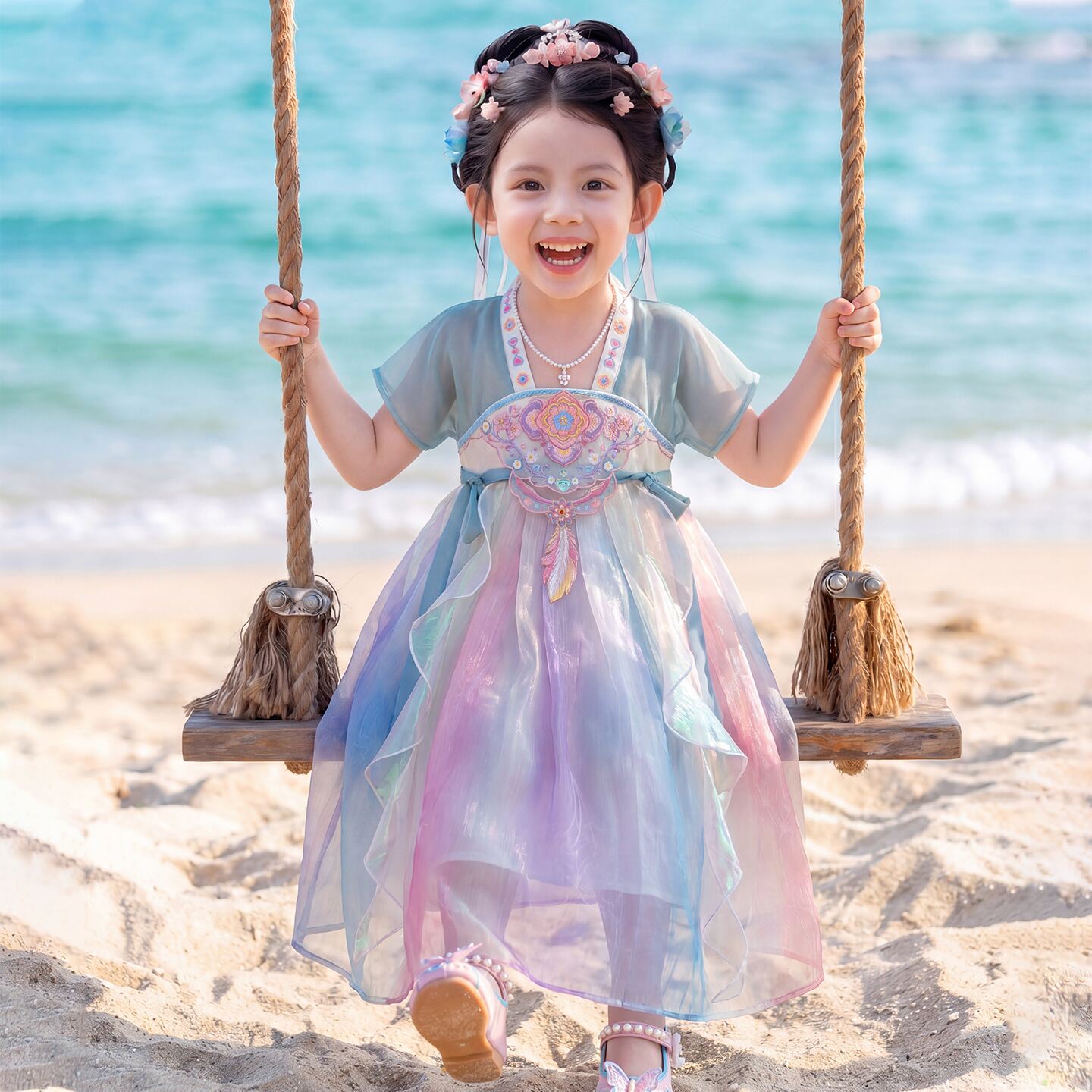 汉服女童2026夏季新款国风高级古装襦裙女宝超仙古风唐装薄款裙子