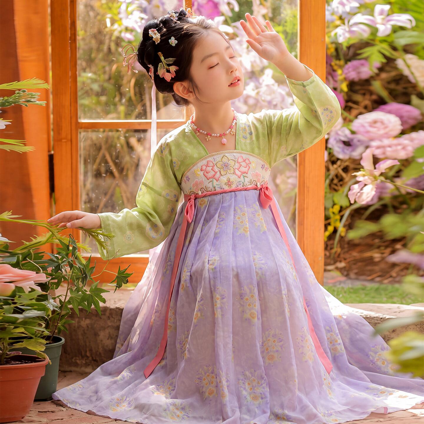 汉服女童超仙2026新款古风连衣裙女孩中国风唐装儿童春秋古装裙子