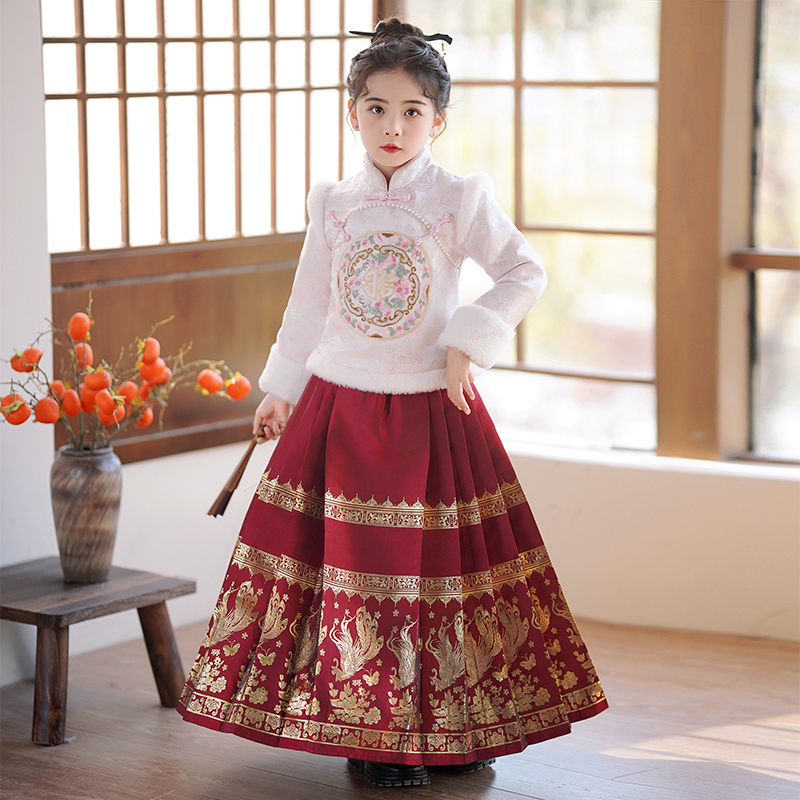 加厚女童冬装拜年服马面裙