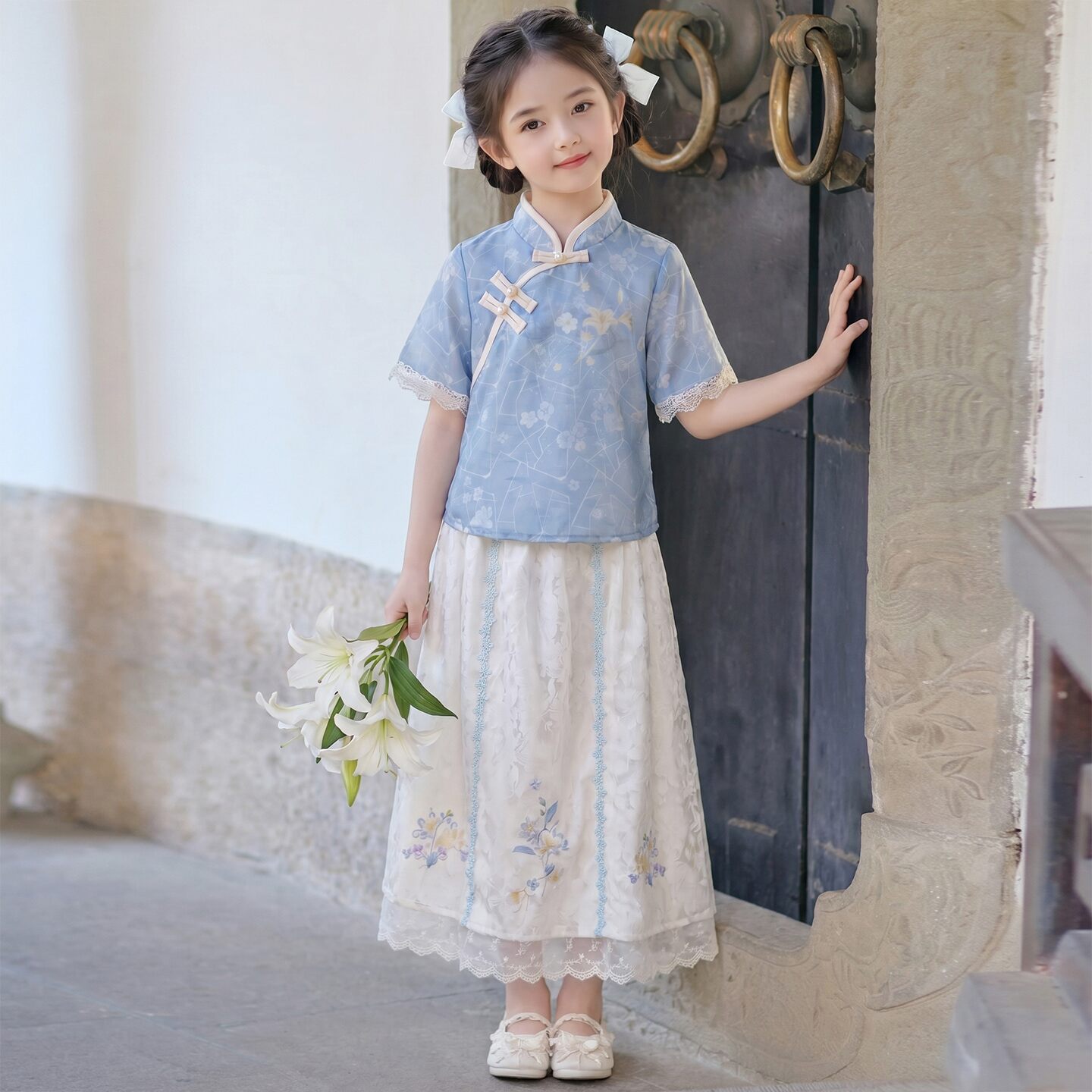 汉服女童夏季2026新款儿童古风古装新中式旗袍套装夏款薄款唐装