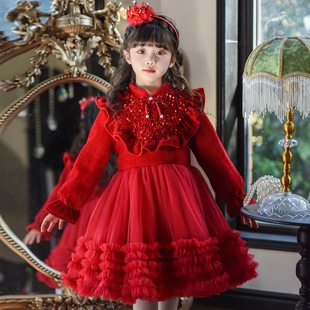 女童秋冬裙子2026新款儿童装连衣裙冬装小女孩新年衣服冬季公主裙