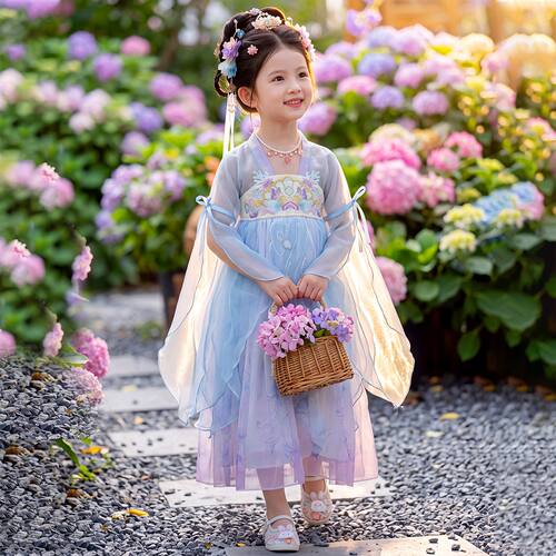 女童飘逸国风古风汉服夏2026新款儿童齐胸襦裙女孩日常穿古装春秋