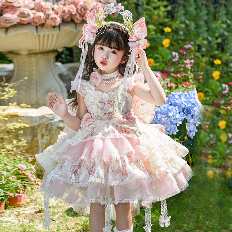女童连衣裙夏装2026新款洋气儿童洛丽塔公主裙女宝宝生日礼服裙子