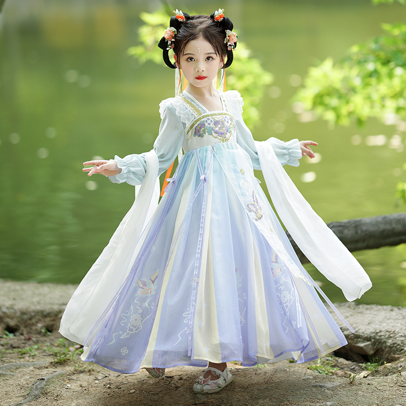 汉服女童春秋2025新款儿童装唐装古风超仙古装秋装女孩夏季连衣裙
