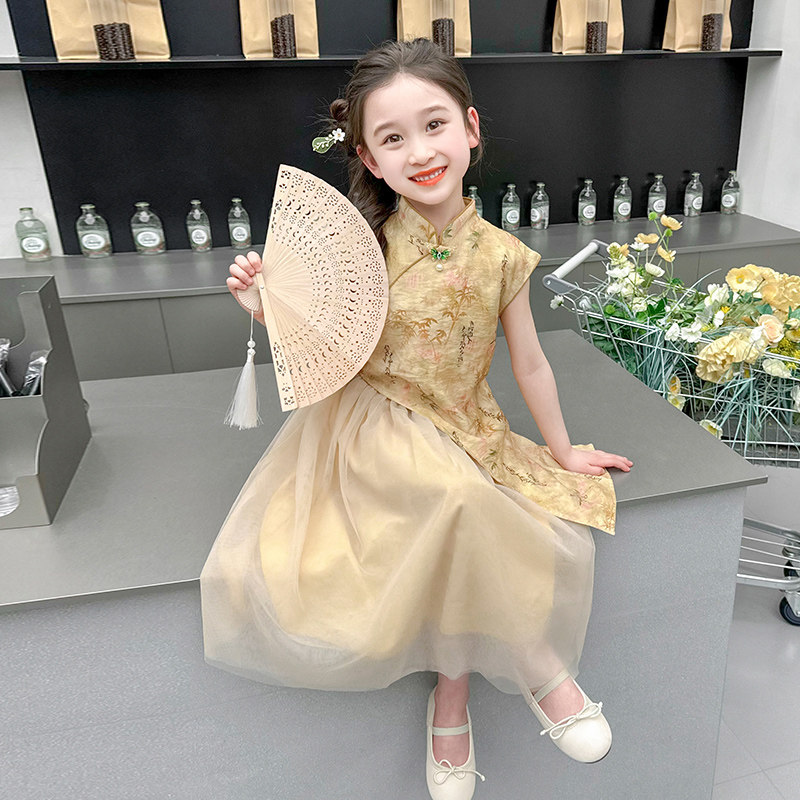 女童新中式国风连衣裙夏季2025新款儿童夏装旗袍裙女宝宝汉服裙子