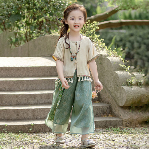 新中式套装汉服女童夏季
