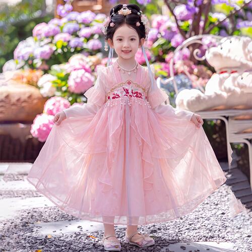汉服女童秋装连衣裙2026新款春秋儿童古装超仙唐装小女孩古风裙子