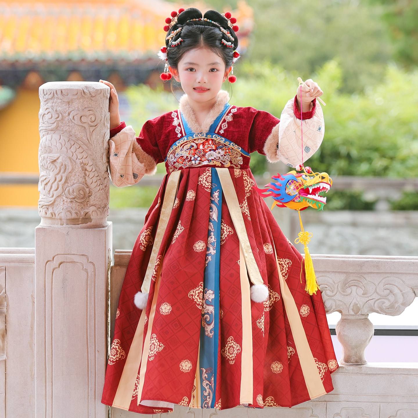 汉服女童冬款中国风古装冬季拜年服唐装2023新款女孩儿童古风裙子,童装/婴儿装/亲子装,汉服,淘宝优惠券,粉丝福利购,淘宝优惠卷