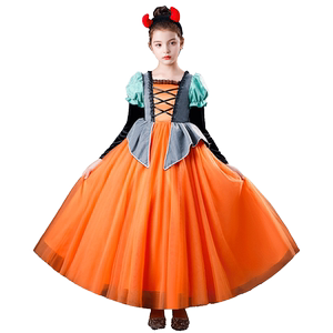 万圣节儿童服装女孩公主裙cos女巫南瓜衣服宝宝巫婆幼儿园表演服
