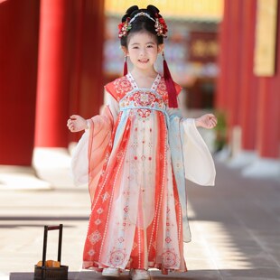 汉服女童春秋2026新款儿童超仙国风公主连衣裙女孩红色唐装春款