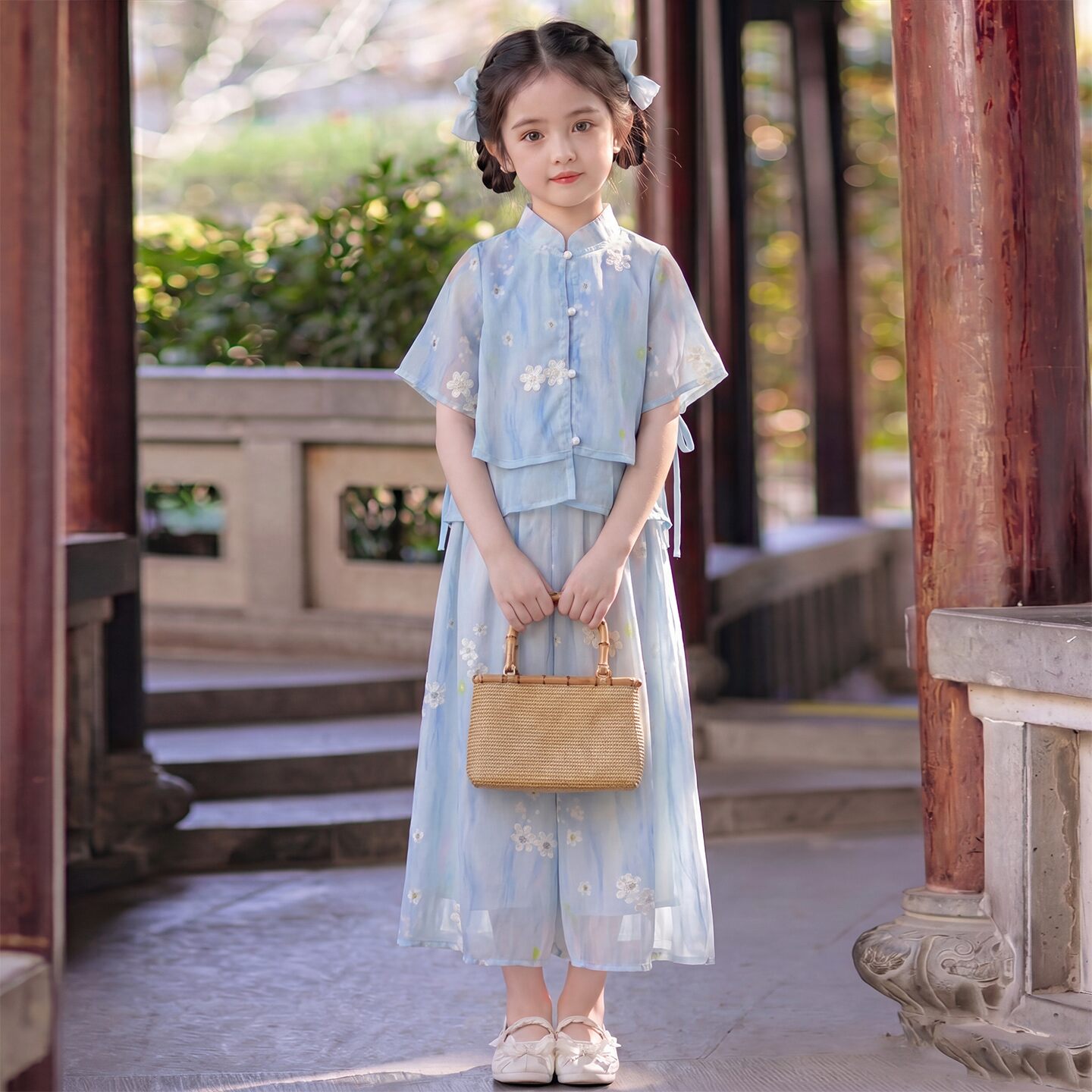 汉服女童套装夏2026新款日常可穿儿童新中式中大童夏季国风两件套图片
