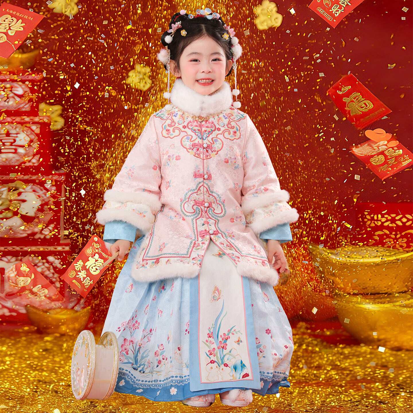 汉服女童秋冬2026新款儿童新中式明制马面裙套装女孩格格服拜年服