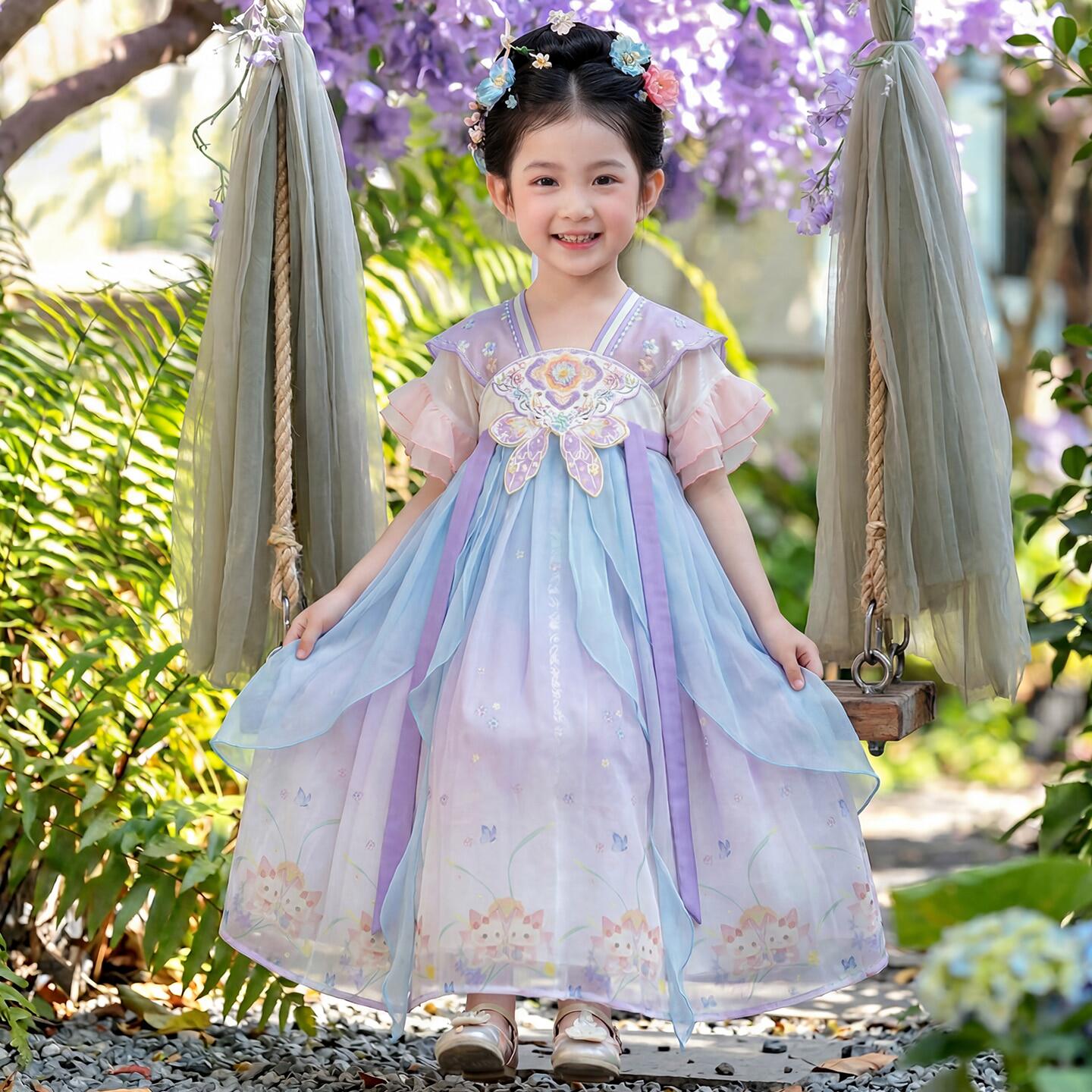 汉服女童2026新款夏季儿童古风连衣裙国风古装超仙公主裙日常可穿